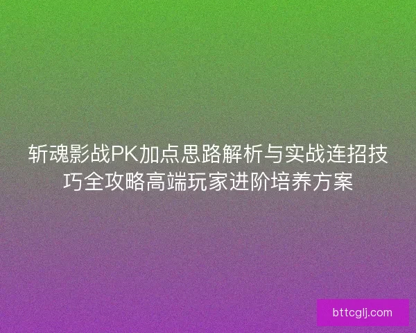 斩魂影战PK加点思路解析与实战连招技巧全攻略高端玩家进阶培养方案
