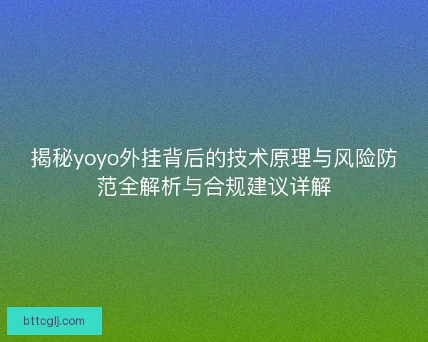 揭秘yoyo外挂背后的技术原理与风险防范全解析与合规建议详解