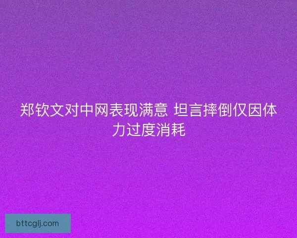 郑钦文对中网表现满意 坦言摔倒仅因体力过度消耗