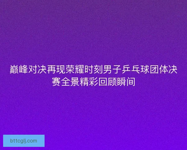 巅峰对决再现荣耀时刻男子乒乓球团体决赛全景精彩回顾瞬间
